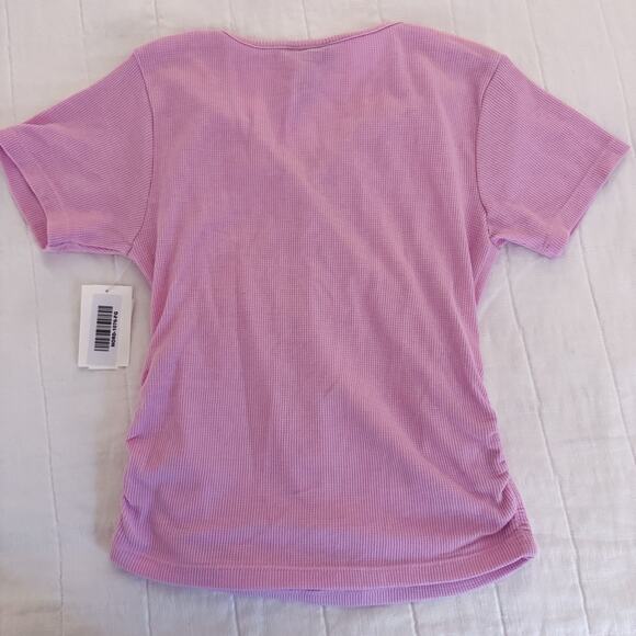 Girls Pink‎ Waffle Knit Short Sleeve Top Shirt Size 16 TRUCE Ruched Sides NEW - Picture 6 of 6